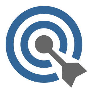 A blue target with black arrow